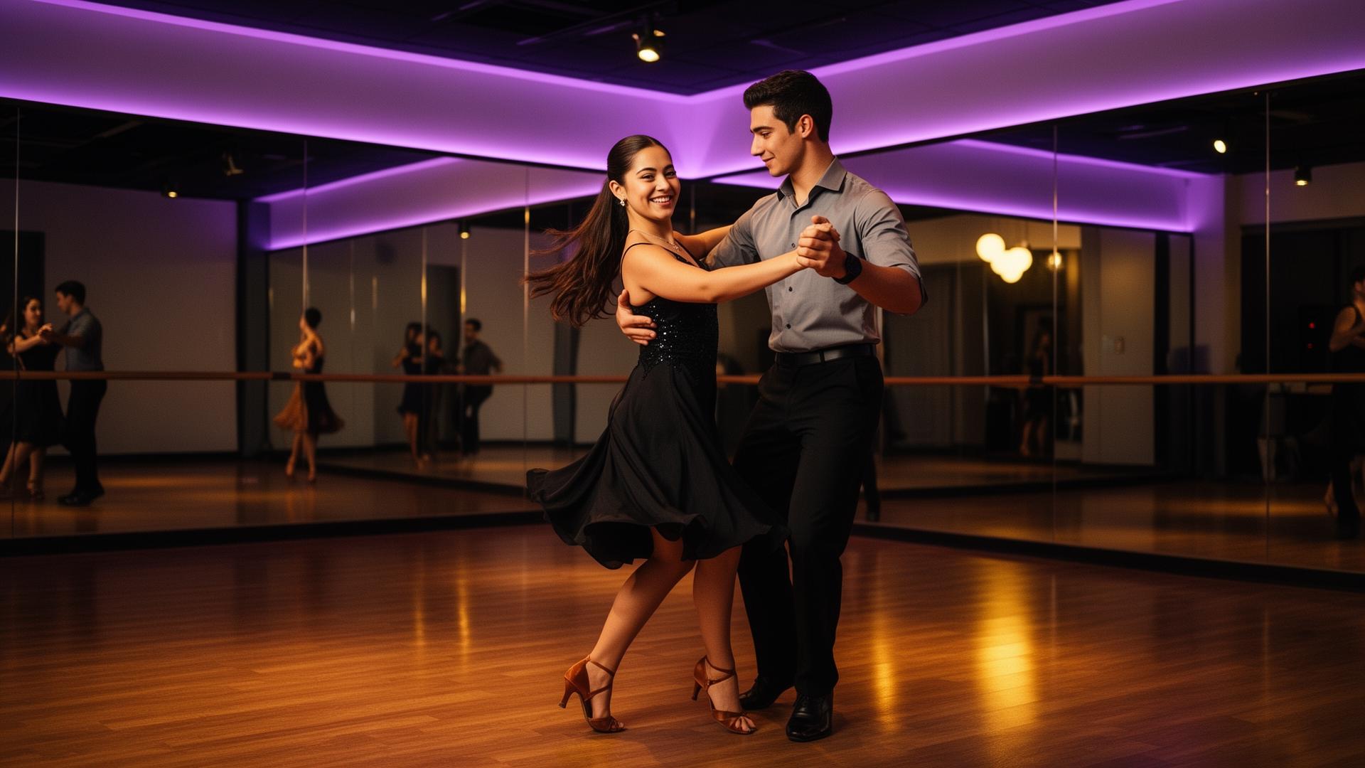 College students learning to dance in a professional San Diego dance studio