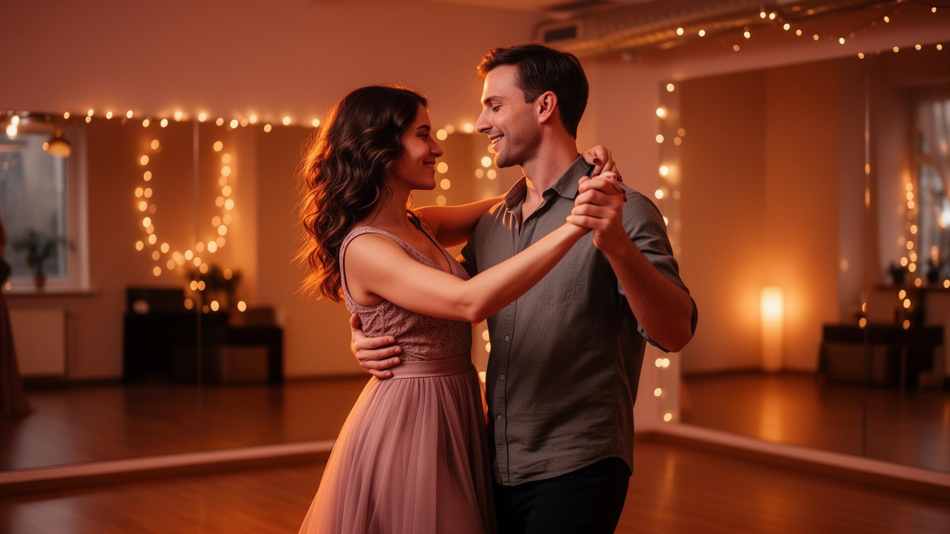 Romantic couple dance lesson date night