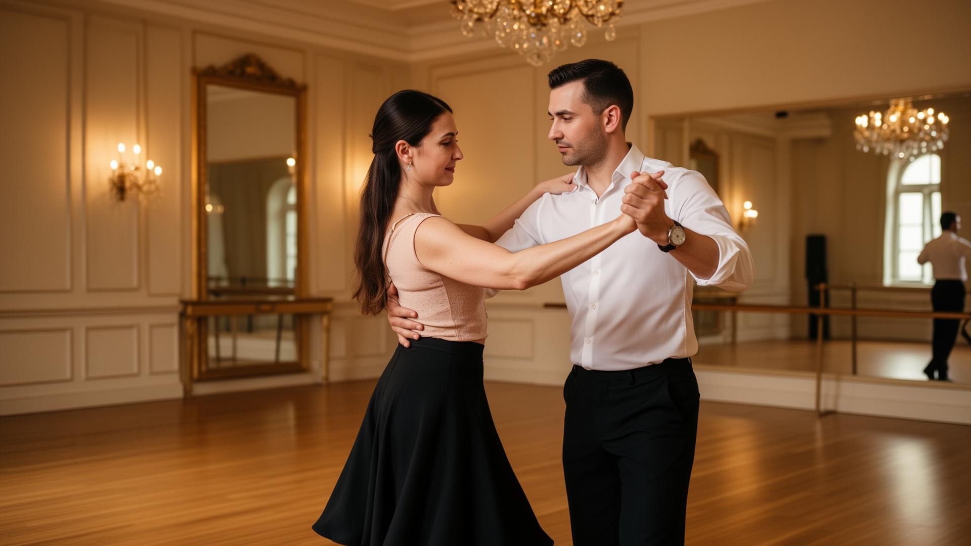 Private one-on-one dance lesson in elegant studio