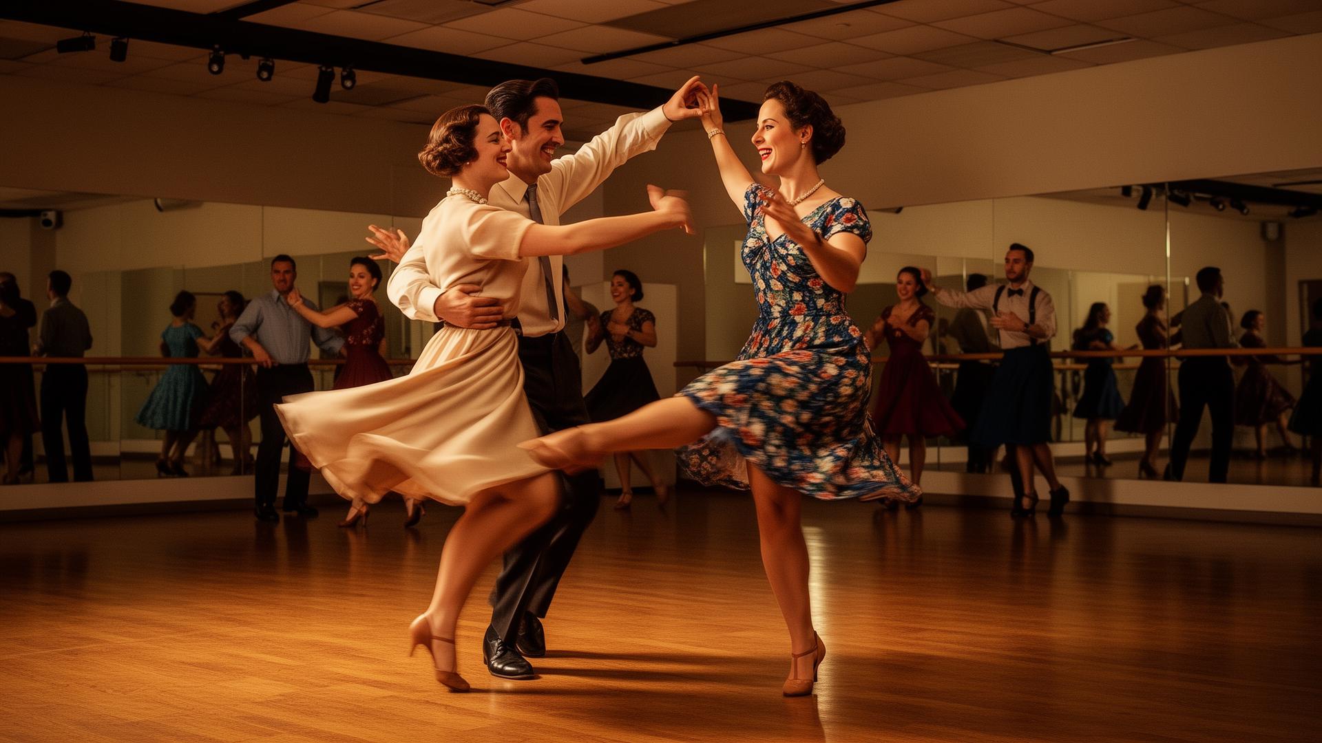 Fun swing dance lesson with couple doing East Coast Swing